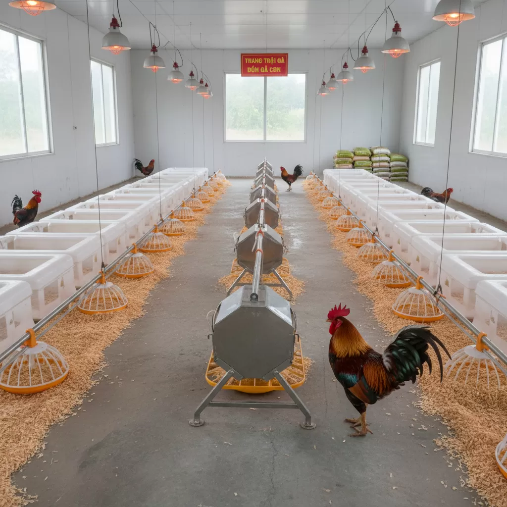 Môi trường chuồng nuôi sạch sẽ là yếu tố tiên quyết trước khi nhập gà