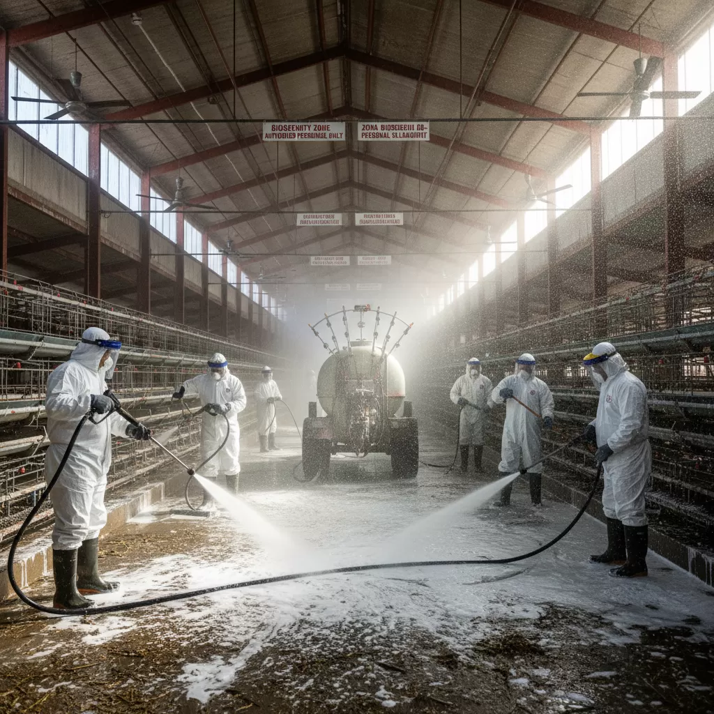 Thực hiện vệ sinh chuồng trại đúng quy trình sau khi xuất bán gà giúp đảm bảo an toàn sinh học