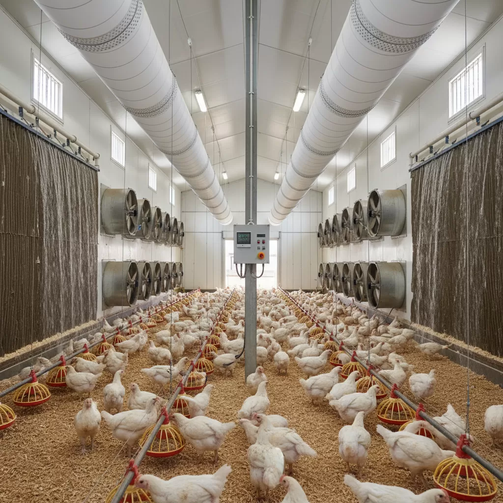 Kiểm soát nhiệt độ chuồng trại giúp gà tránh bị sốc nhiệt vào buổi trưa